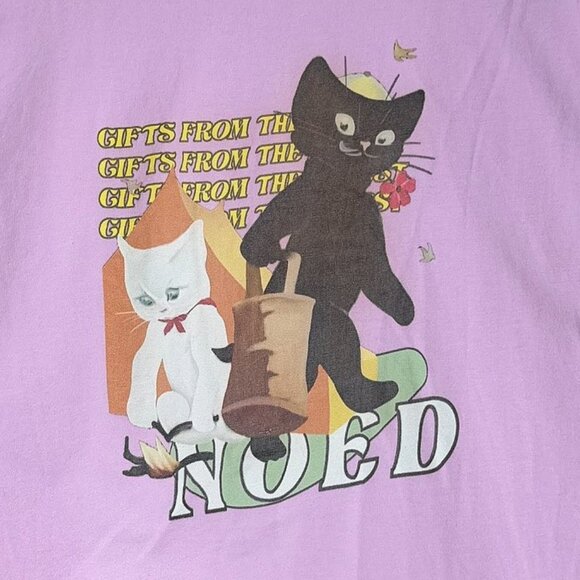 Cute Cat Graphic Tee Lavender Purple Oversized Soft - Picture 2 of 4